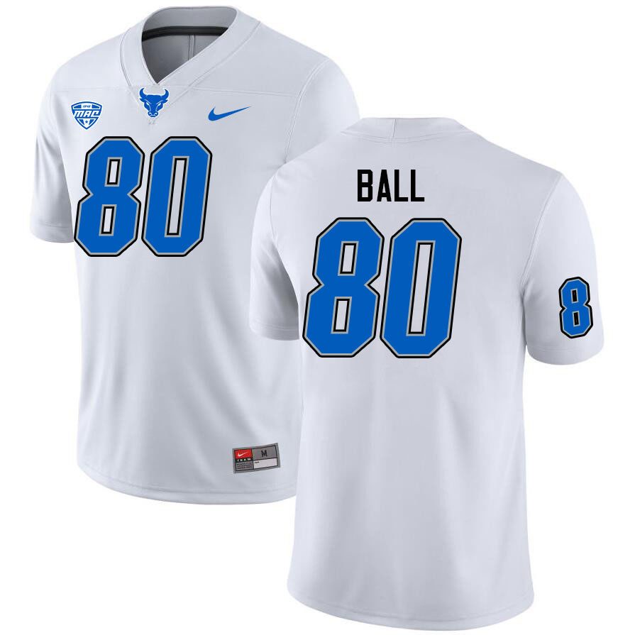 Buffalo Bulls #80 Cameron Ball College Football Jerseys Stitched Sale-White